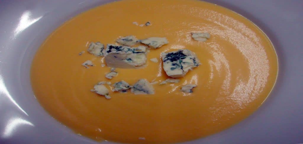 crema de calabaza con queso azul